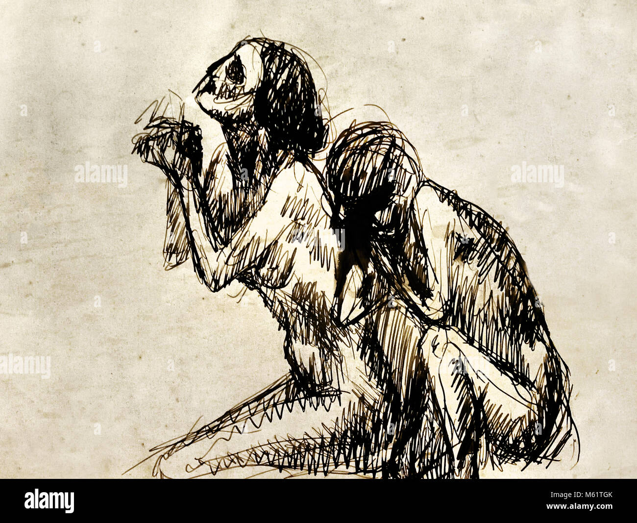 Estudio para el Juicio Final - Studio per il giudizio finale 1903 Pablo Emilio Gargallo (1881 - 1934) era un spagnolo scultore e pittore aragonese avant-garde.( nato a Maella, Aragona, vissuto e lavorato în barcelona catalonia ) Spagna Foto Stock