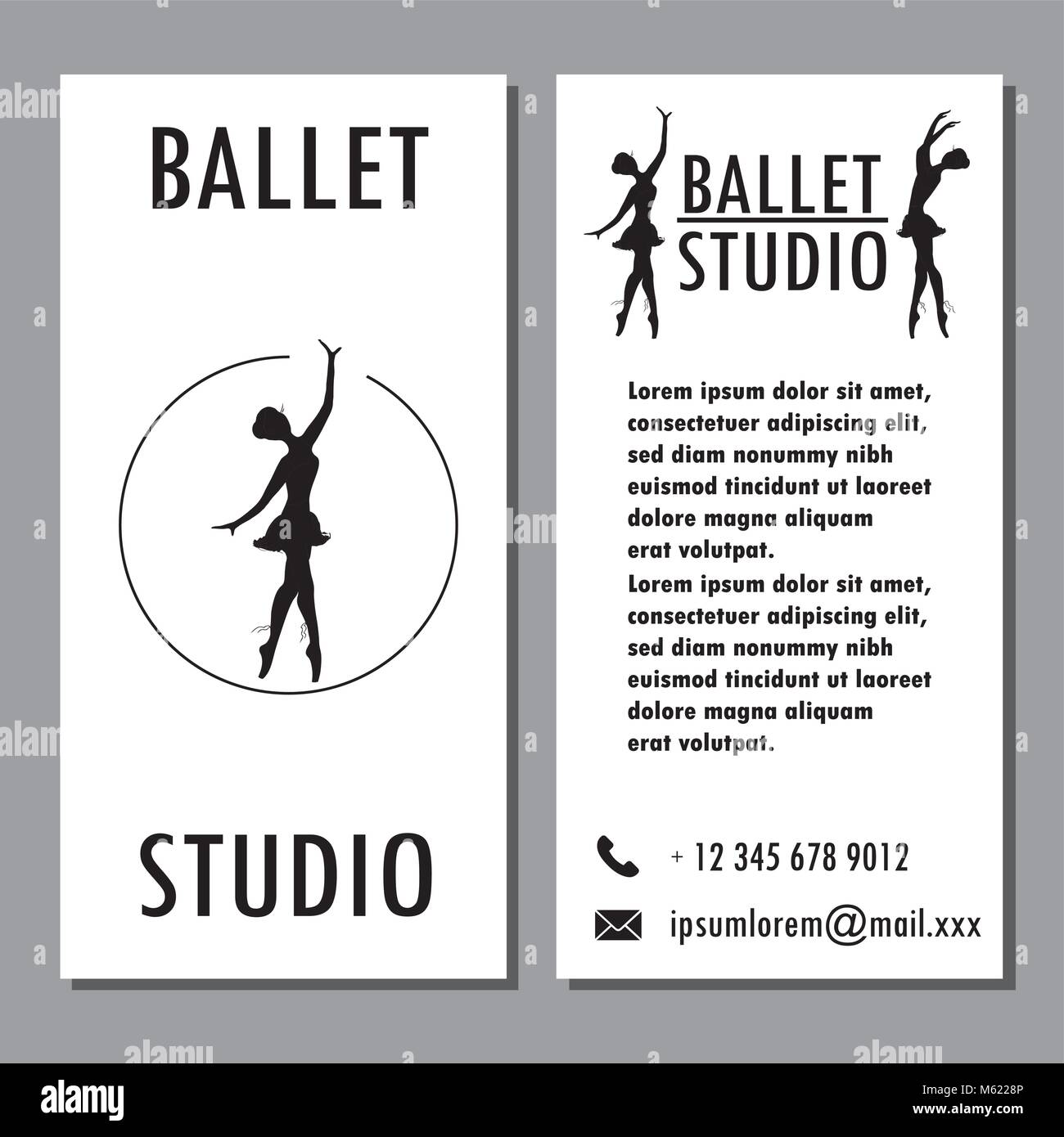 Poster di progettazione, la scheda o il banner scuola di danza, studio di danza, stock illustrazione vettoriale Illustrazione Vettoriale