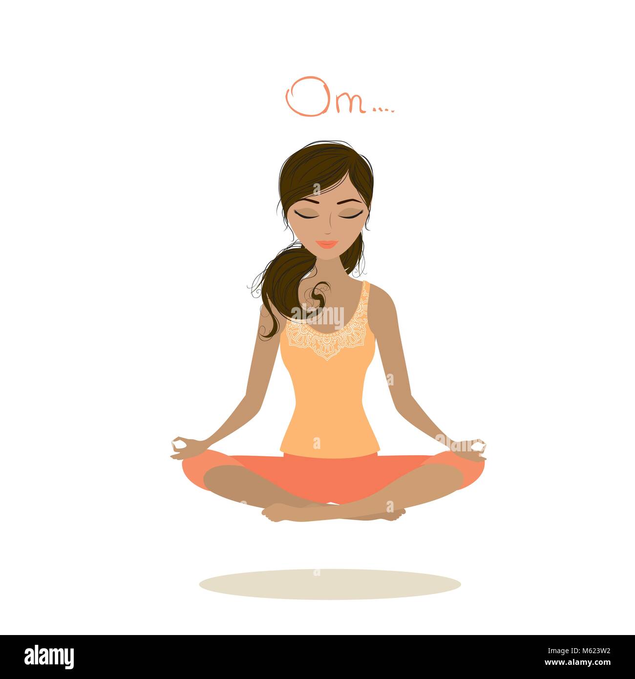 Donna meditando e rilassante in lotus pongono, illustrazione vettoriale Illustrazione Vettoriale