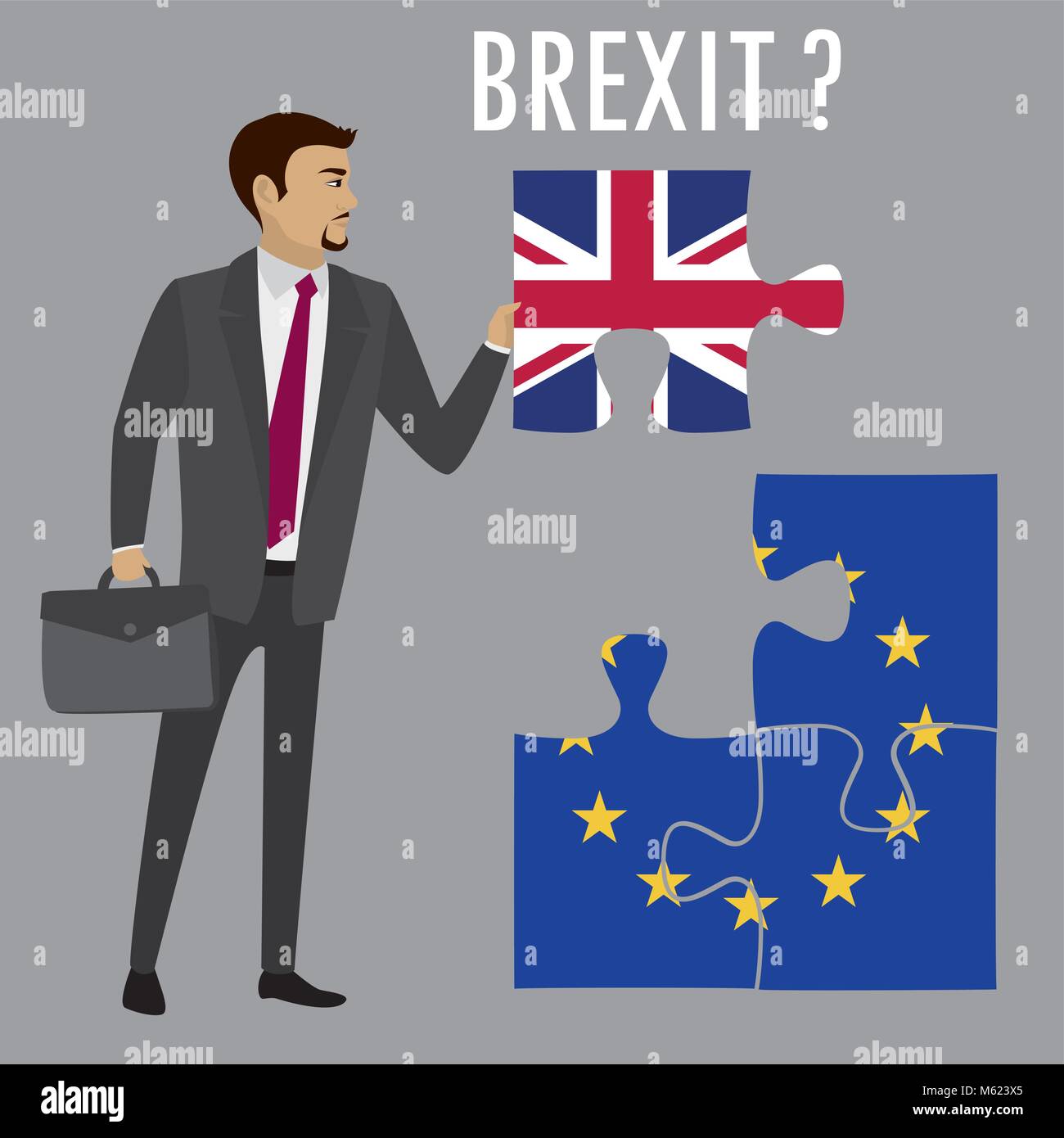 Puzzle Brexit concetto. British e Unione europea bandiera , referendum. Illustrazione Vettoriale sfondo. Illustrazione Vettoriale