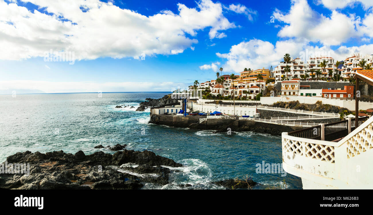Bella Puerto di Santiago village,Tenerife island,Spagna. Foto Stock