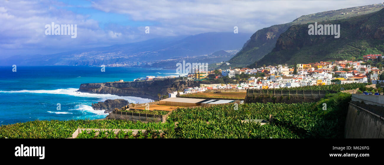 Colorato di San Juan de la rambla village,Tenerife island,Spagna. Foto Stock