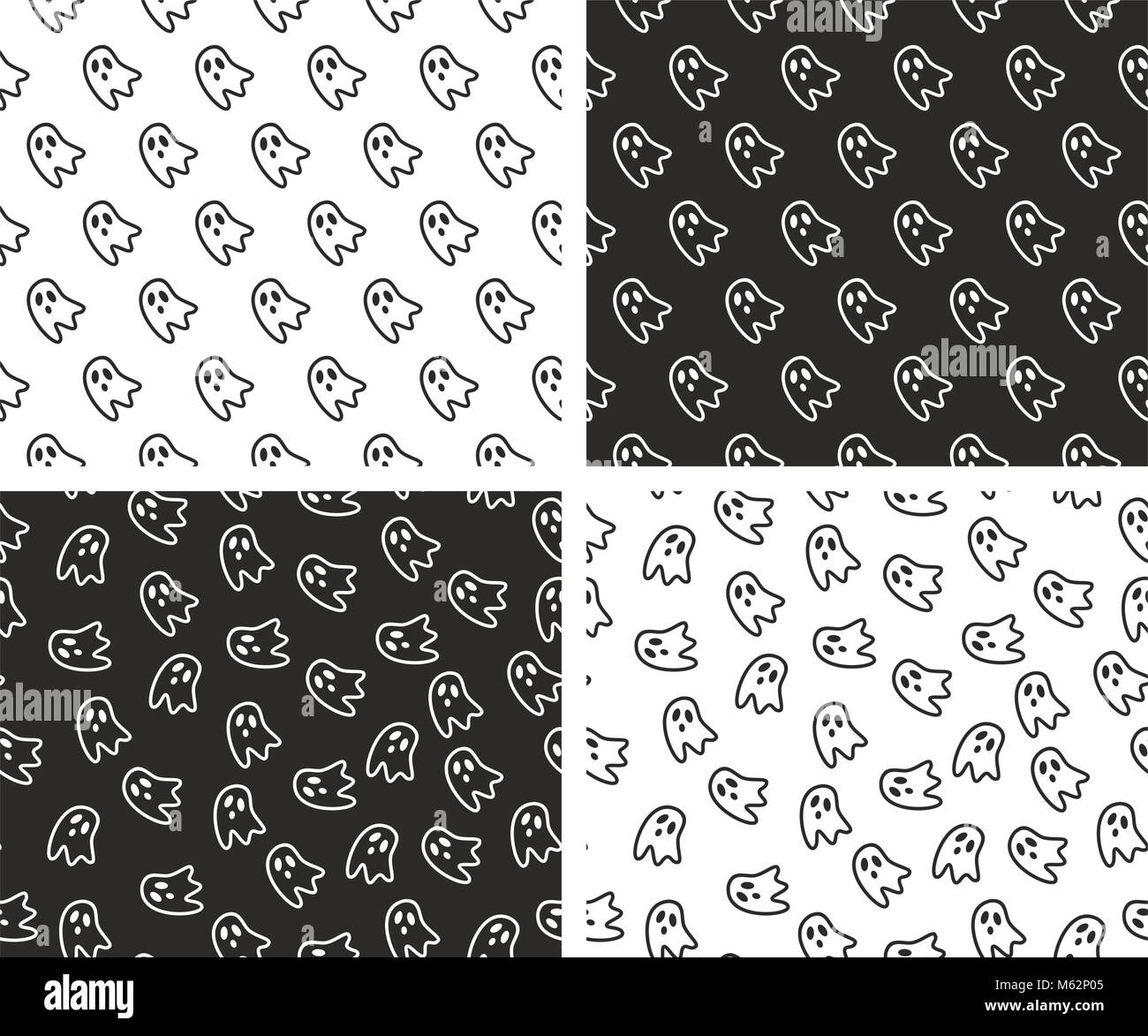 Ghost Seamless Pattern impostato Illustrazione Vettoriale