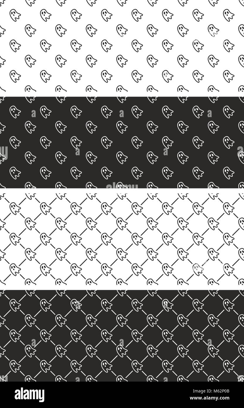 Ghost Seamless Pattern impostato Illustrazione Vettoriale