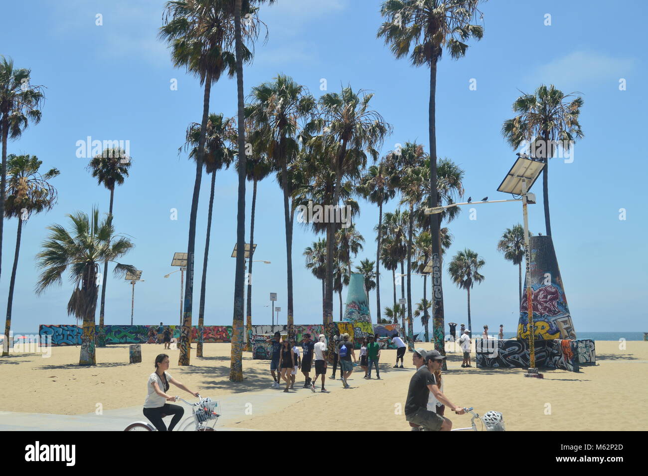 Arte dei graffiti sulla spiaggia di Santa Monica. Luglio 04, 2017. Viaggi Vacanze d'arte. Santa Monica & Venice Beach. Di Los Angeles in California. Stati Uniti EEUU Foto Stock