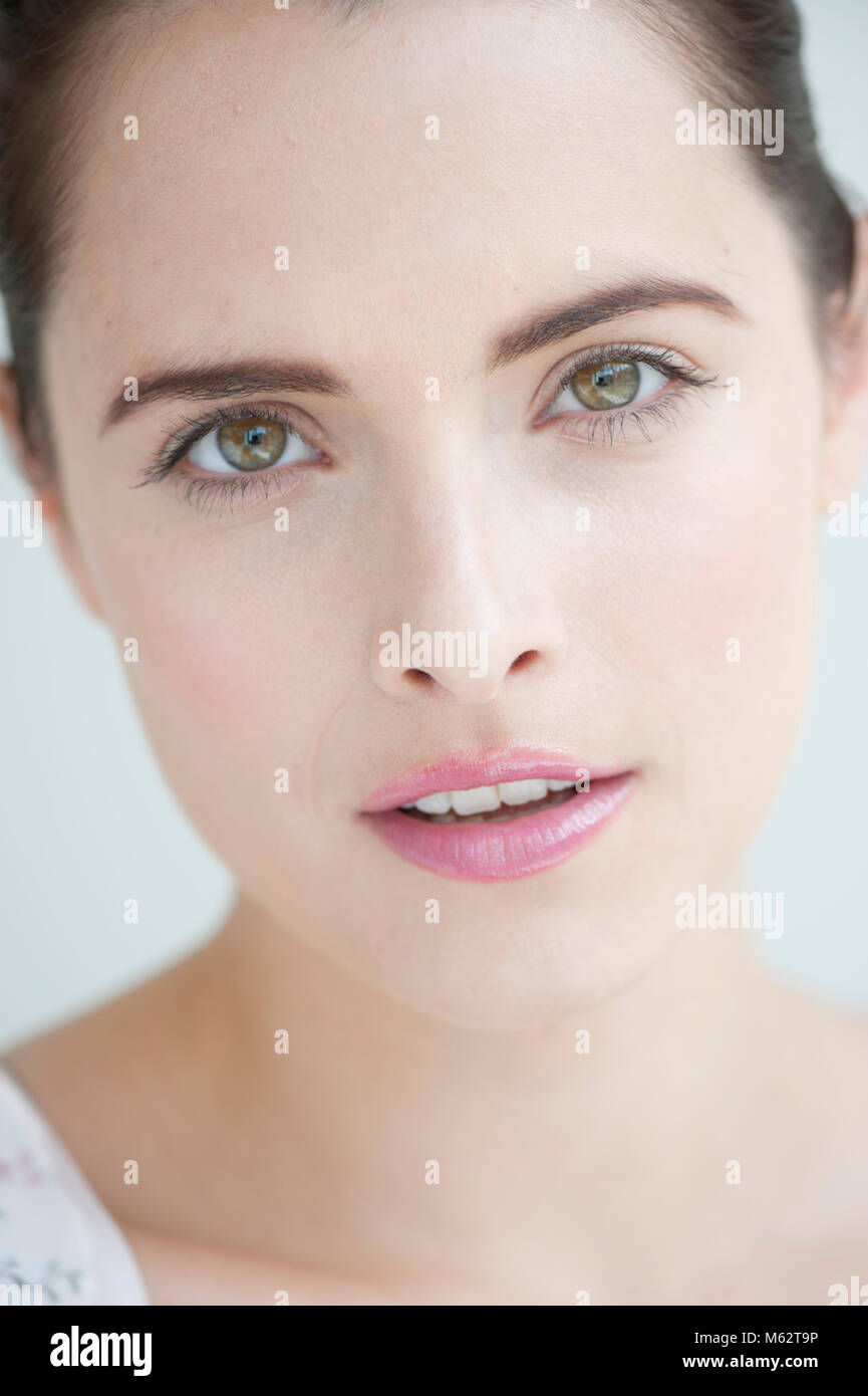 Chiusura del volto di donna Foto Stock