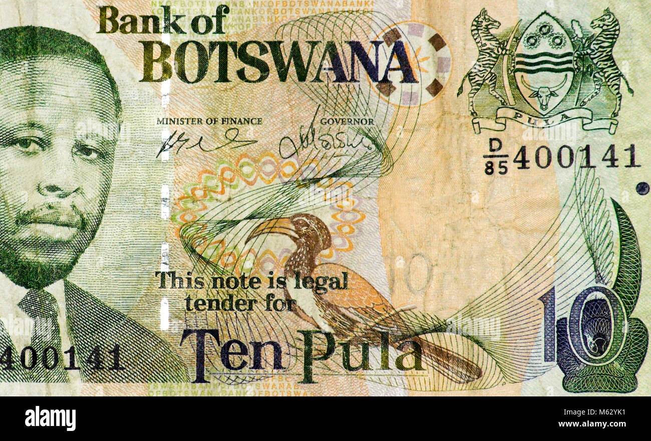 Il Botswana dieci Banca Pula nota Foto Stock