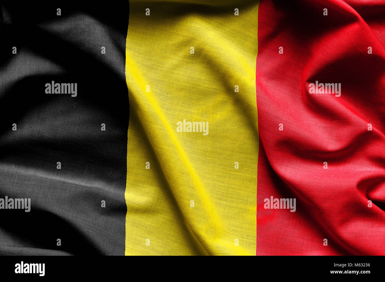 Sventola bandiera del Belgio Foto Stock