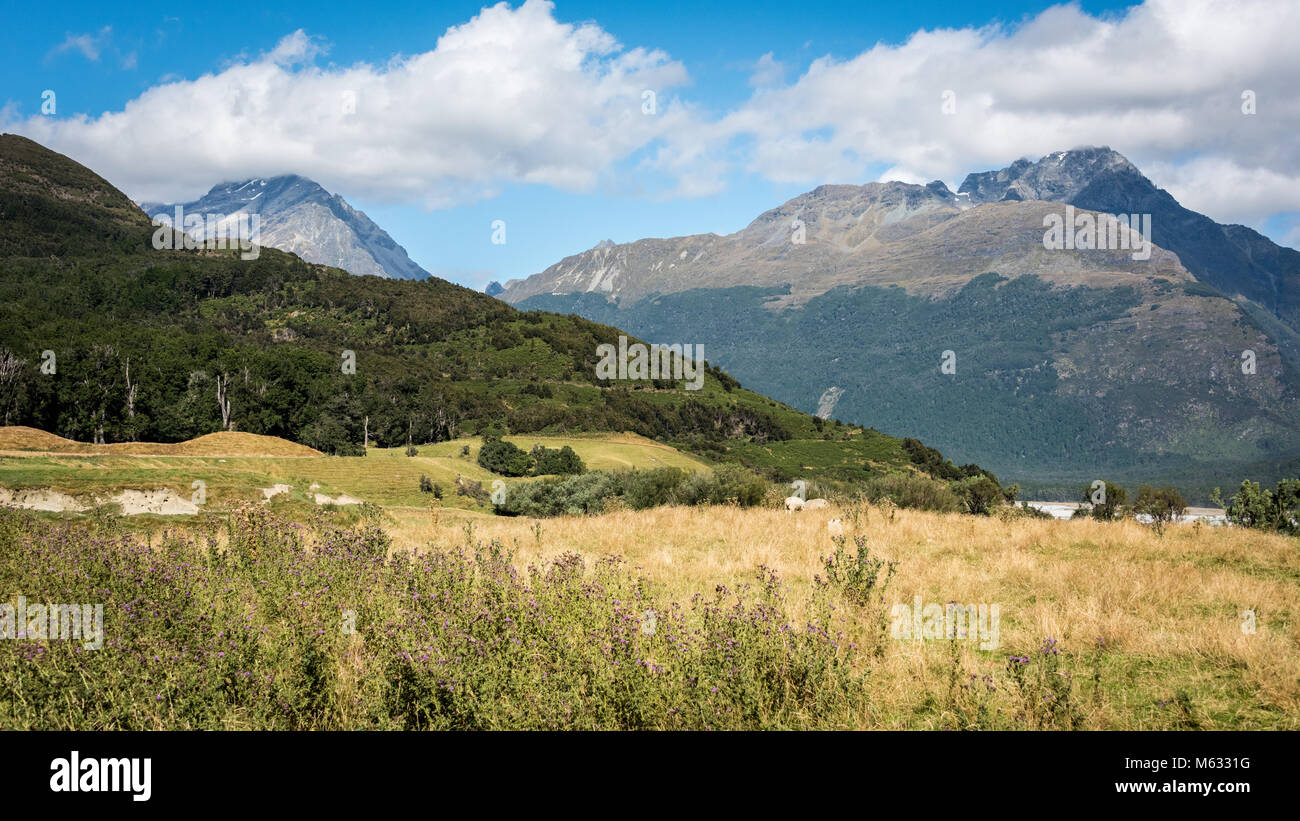 Posizioni della pellicola intorno al fiume Dart, Glenorchy, Isola del Sud, Nuova Zelanda Foto Stock