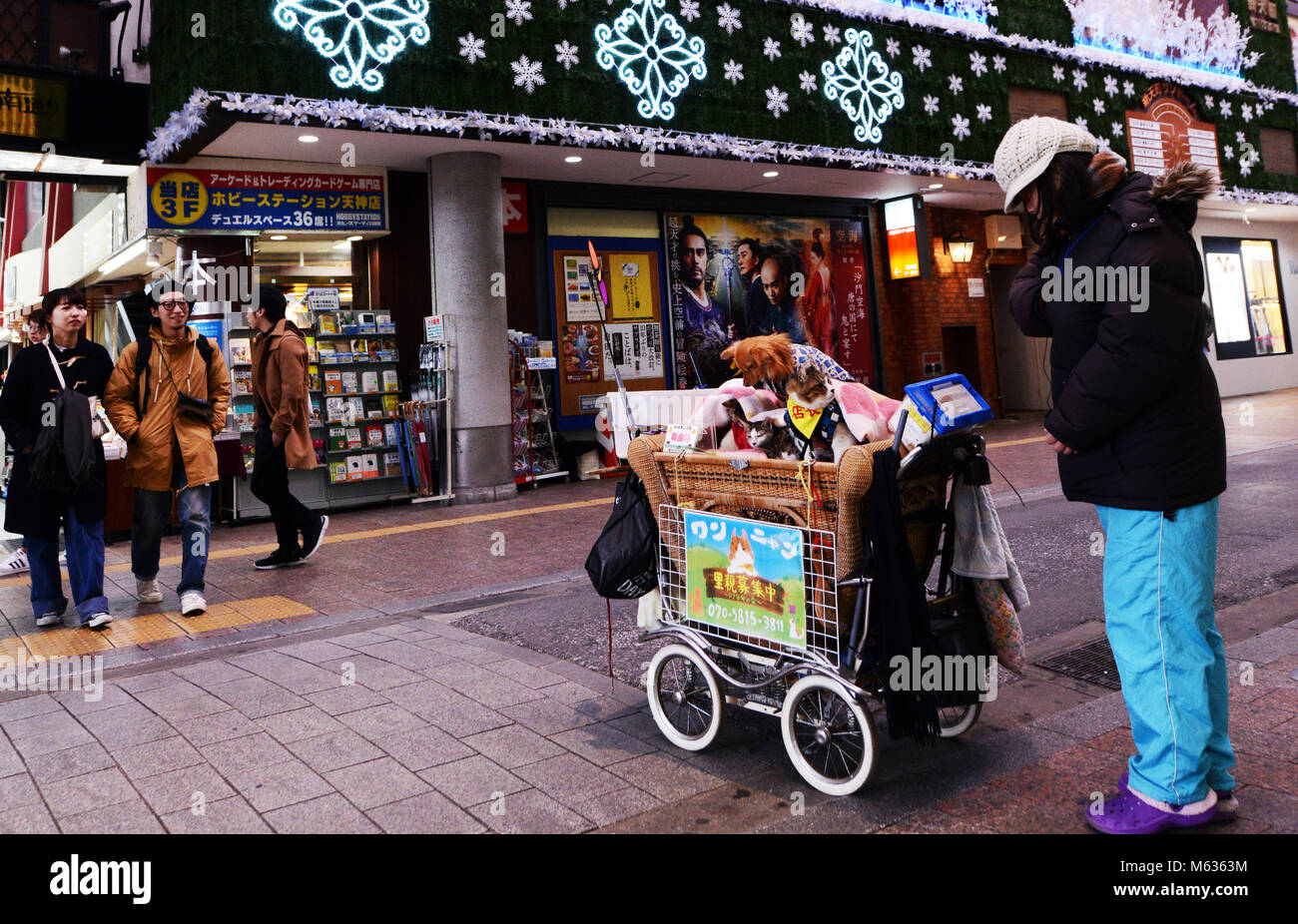 L'affollato centro commerciale di Tenjin, Fukuoka, Giappone. Foto Stock