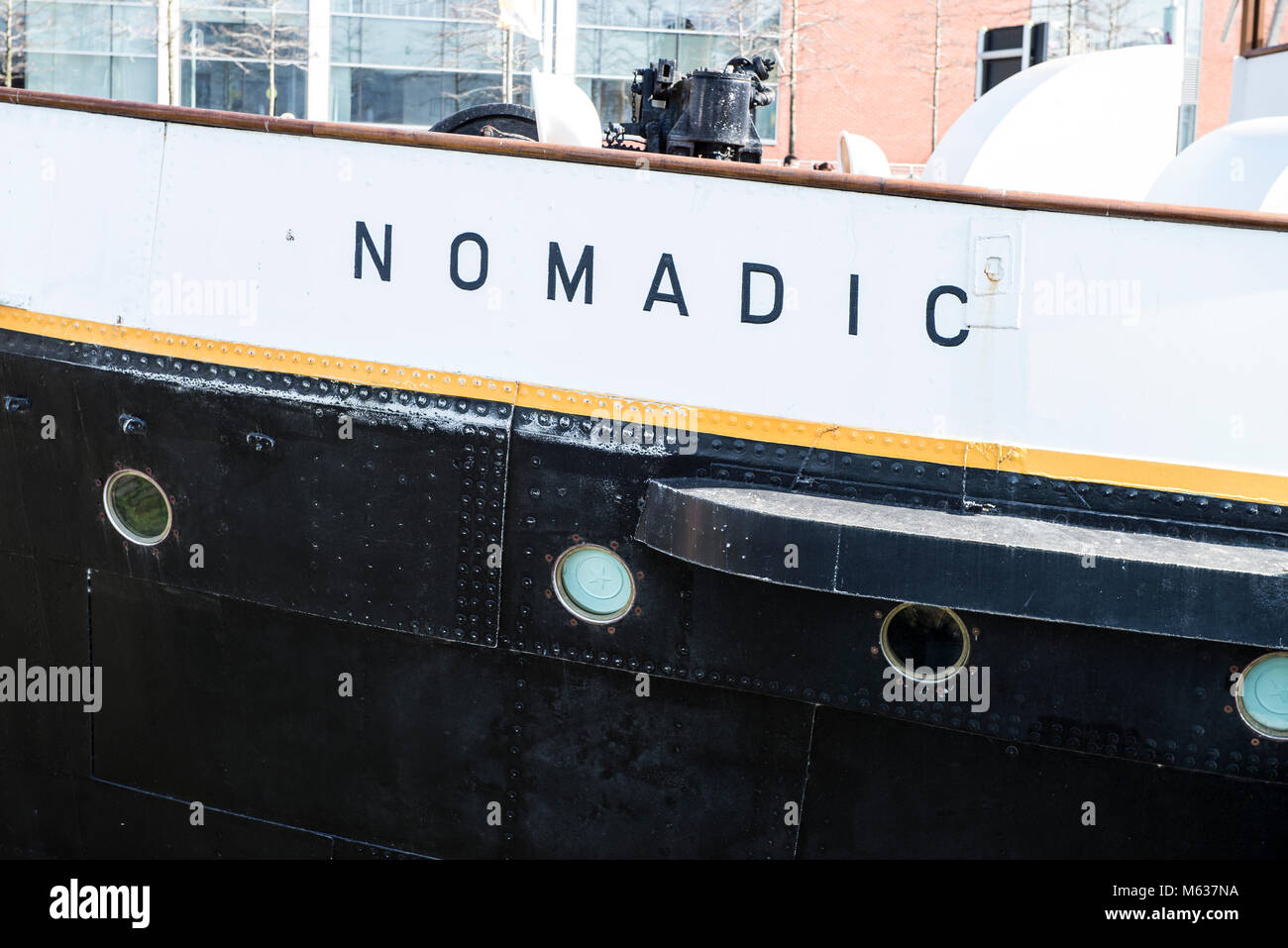 La nave "nomade" cerbourg al Titanic Museum a Belfast Foto Stock