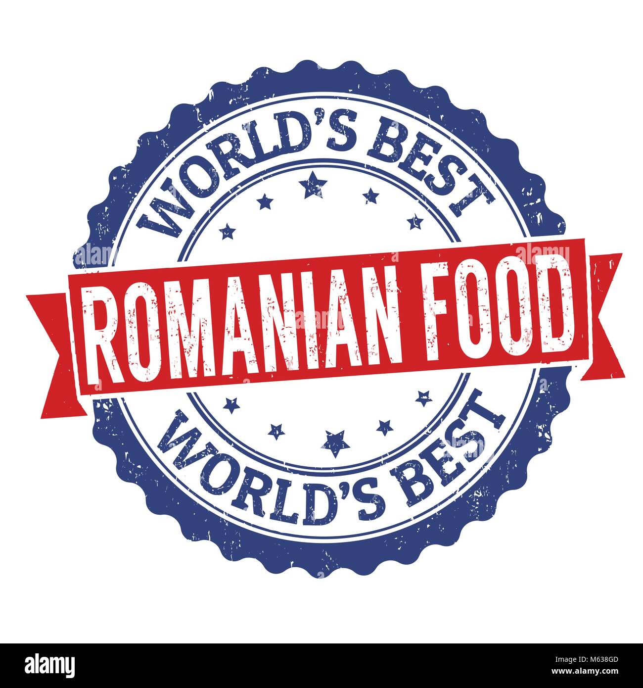 Migliori del mondo cibo rumeno grunge timbro di gomma su sfondo bianco, illustrazione vettoriale Illustrazione Vettoriale