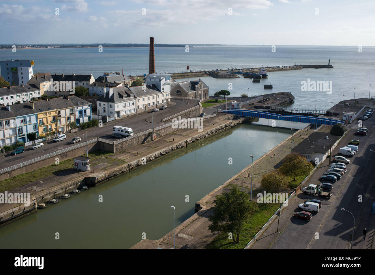 Saint Nazaire, Loire estuario sull'Oceano Atlantico. La Francia. Foto Stock