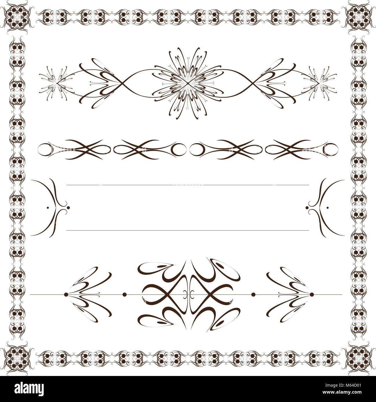 Impostare il vettore calligrafica elementi di design e il telaio Illustrazione Vettoriale