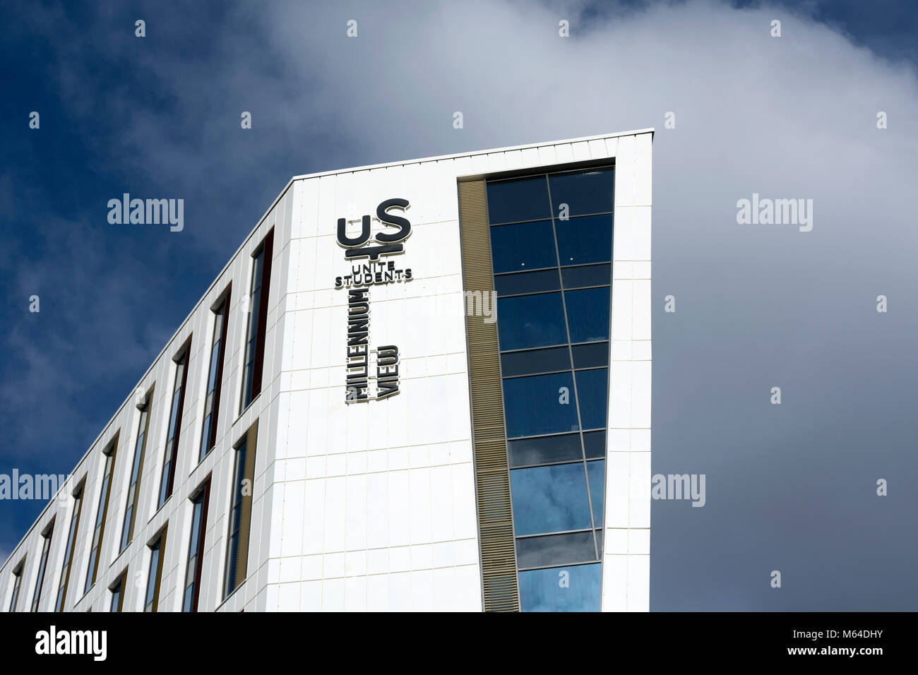 Vista del millennio alloggi per studenti, Coventry city centre, West Midlands, England, Regno Unito Foto Stock