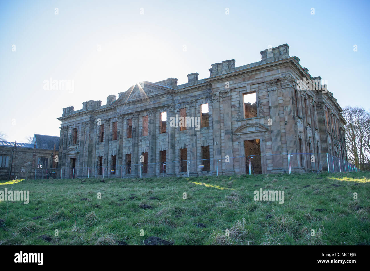 Sutton Scarsdale Hall, Georgiano rovina in Chesterfield, Derbyshire, Inghilterra Foto Stock