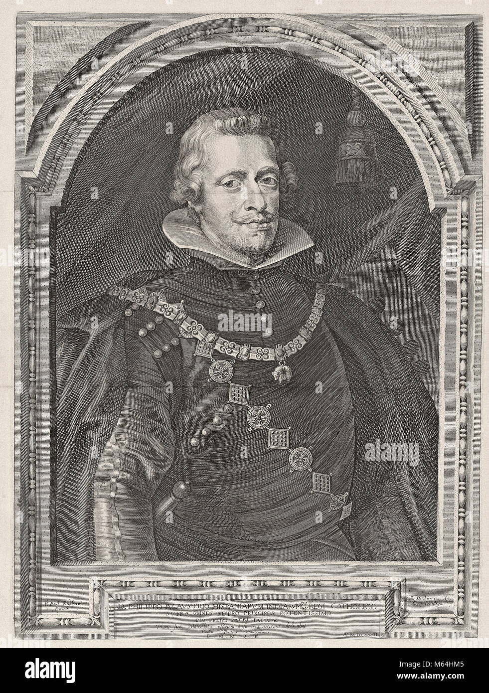 Dopo incisione Rubens - Philipp IV dalla Spagna Foto Stock