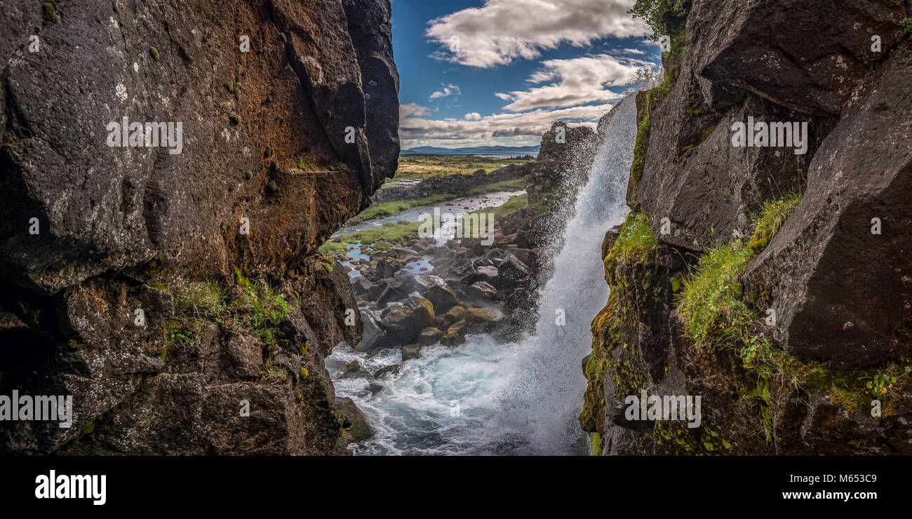 Thingvellir National Park, un sito Patrimonio Mondiale dell'Unesco, Islanda Foto Stock