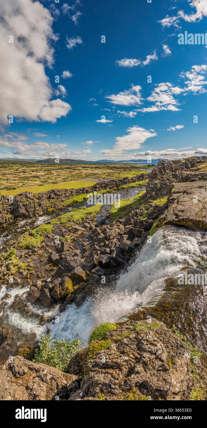 Thingvellir National Park, un sito Patrimonio Mondiale dell'Unesco, Islanda. Foto Stock