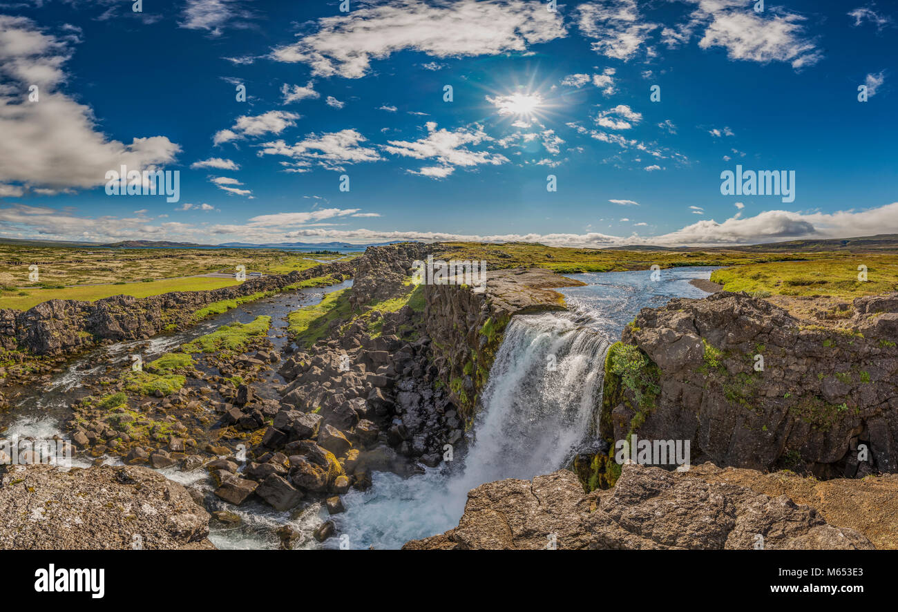 Thingvellir National Park, un sito Patrimonio Mondiale dell'Unesco, Islanda. Foto Stock
