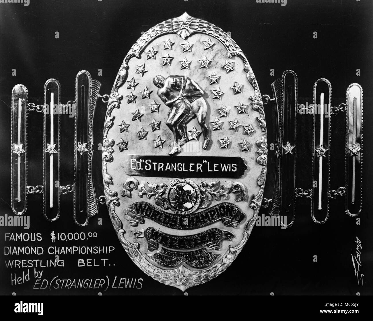 1920s $10000.00 DIAMOND CAMPIONATO CINGHIA WRESTLING DETENUTE DA ED STRANGLER LEWIS - asp gp210 Asp001 HARS LOTTATORE Foto Stock