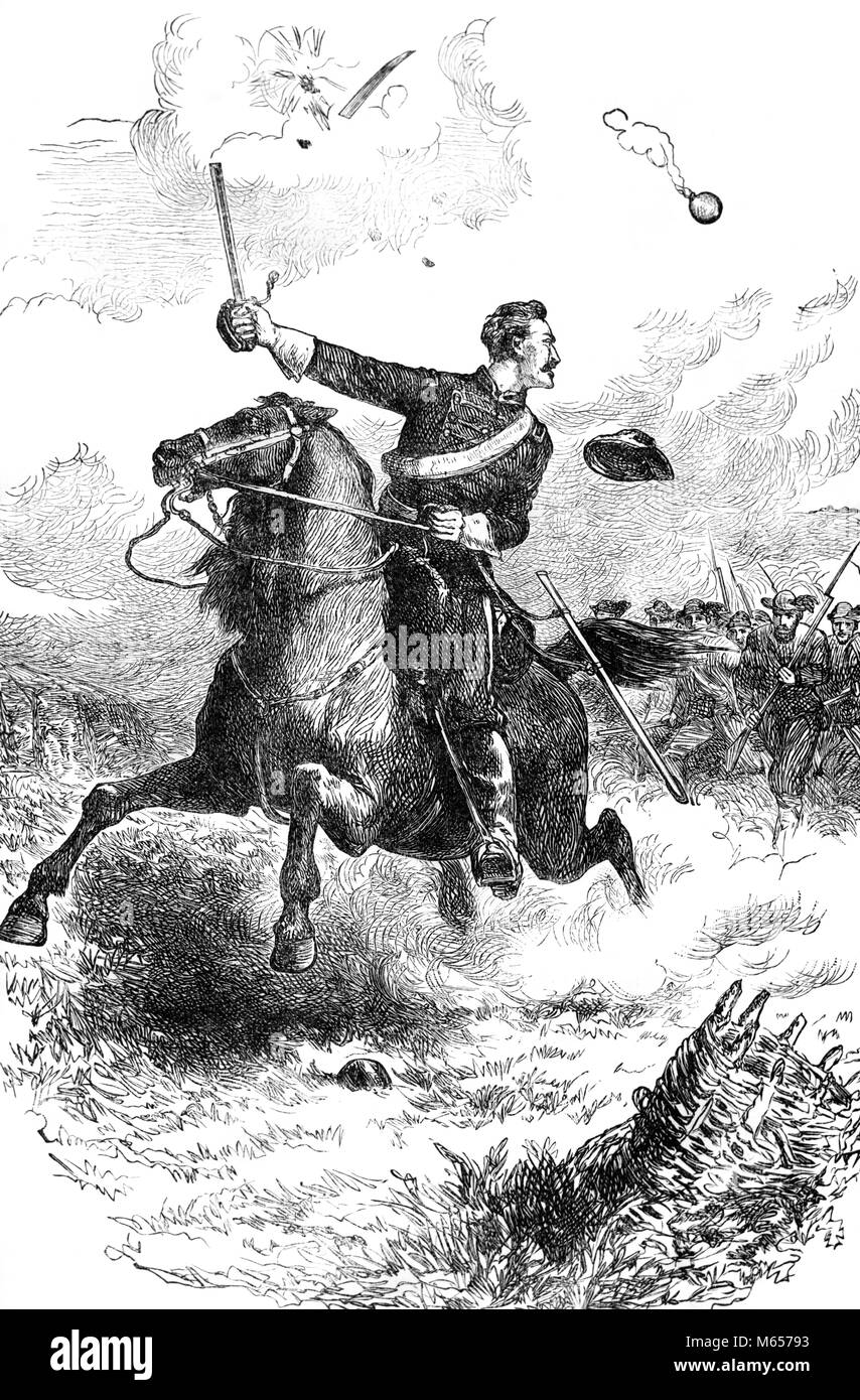 1860s 1863 CAPITANO NORTHROP CHE CONDUCE ALL'ATTACCO A KNOXVILLE TENNESSEE USA - h9856 HAR001 HARS BATTAGLIE IN BIANCO E NERO LA GUERRA CIVILE DEI CONFLITTI KNOXVILLE NORTHROP NOVEMBRE 29 in vecchio stile le truppe dell'Unione Foto Stock