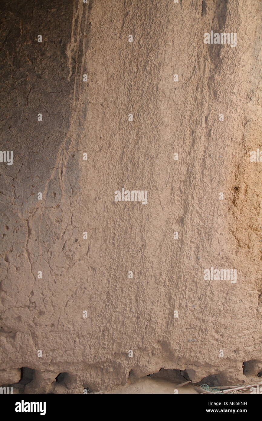 Testurizzato muro di fango del Marocco Foto Stock