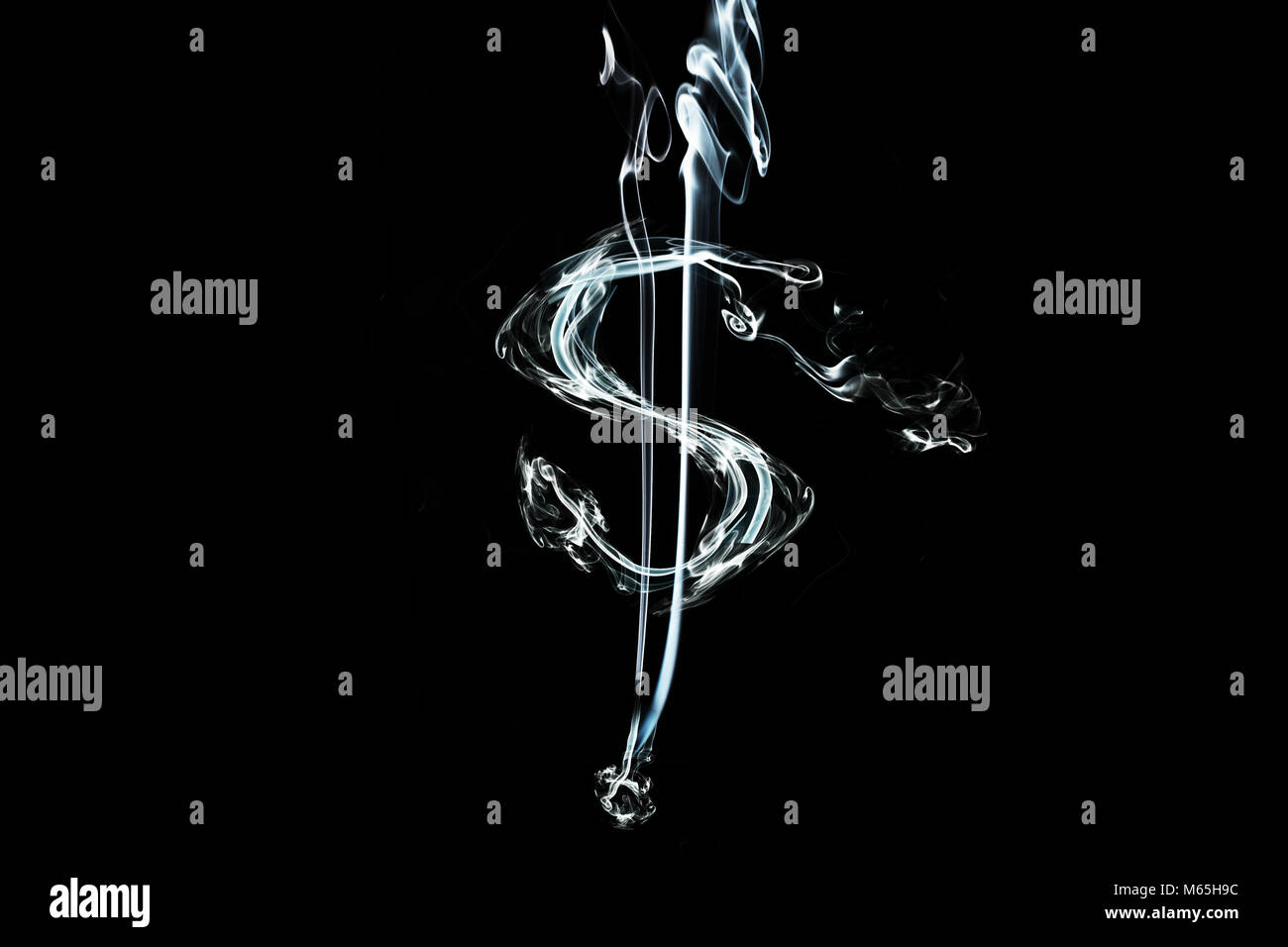 Dollar Sign floating in fumo Foto Stock