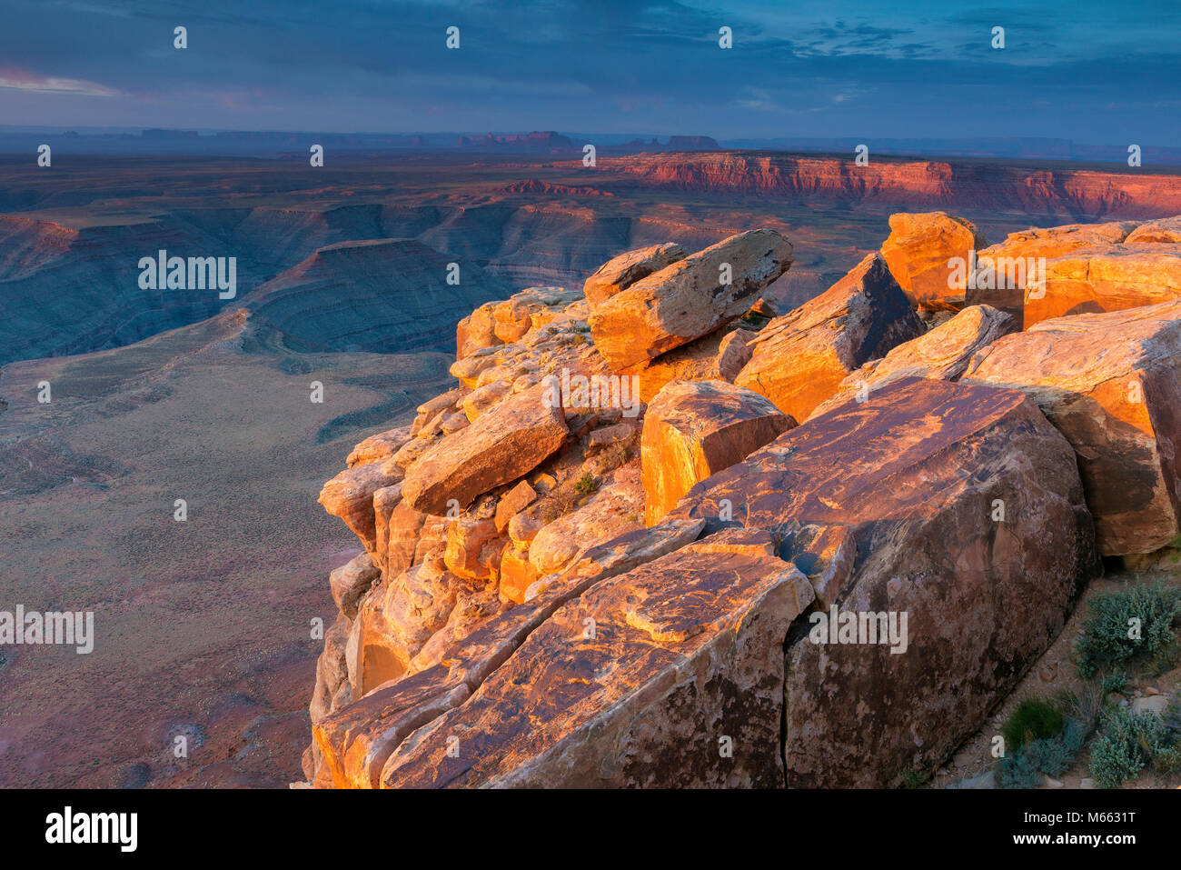 Sunrise, Muley Point, Monument Valley, Glen Canyon National Recreation Area, Utah Foto Stock