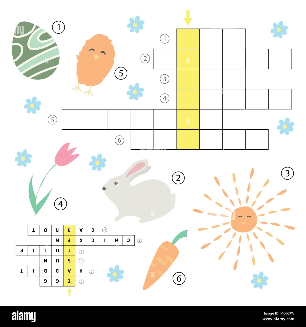 Il Cruciverba Educativo Gioco Per Bambini Con Risposta L Apprendimento Pasqua Tema Puzzle Immagine E Vettoriale Alamy