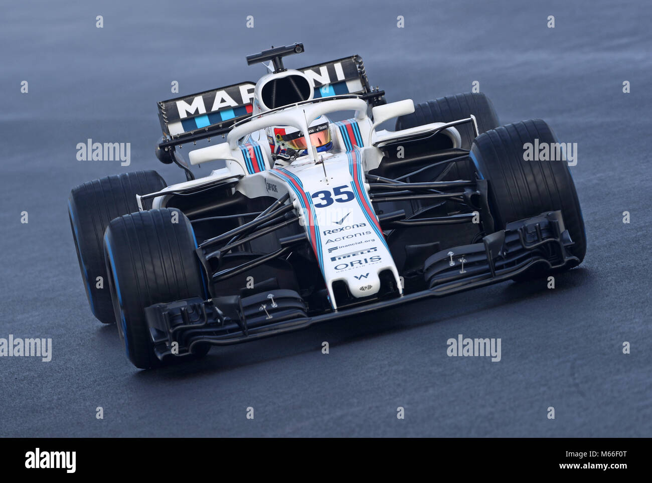 William's Sergey Sirotkin durante la quattro giorni di test pre-stagione sul circuito de Barcelona-Catalunya, Barcellona. Foto Stock