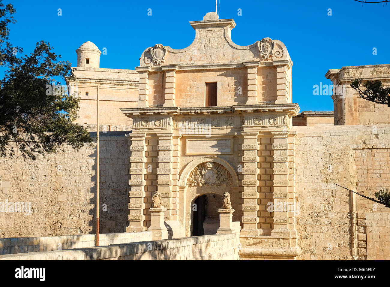 Mdina city gate. Vecchia Fortezza. Malta Foto Stock