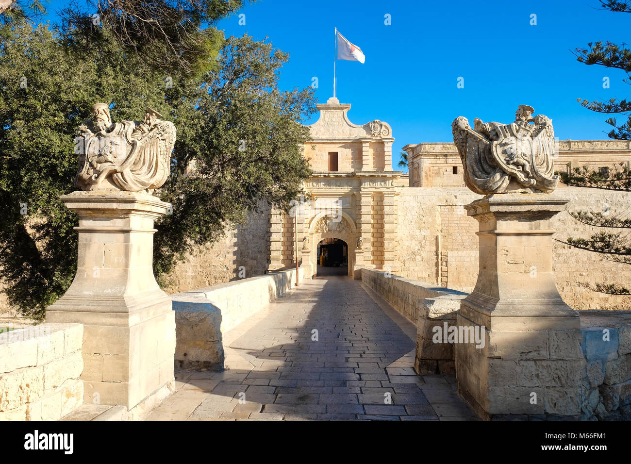 Mdina city gate. Vecchia Fortezza. Malta Foto Stock