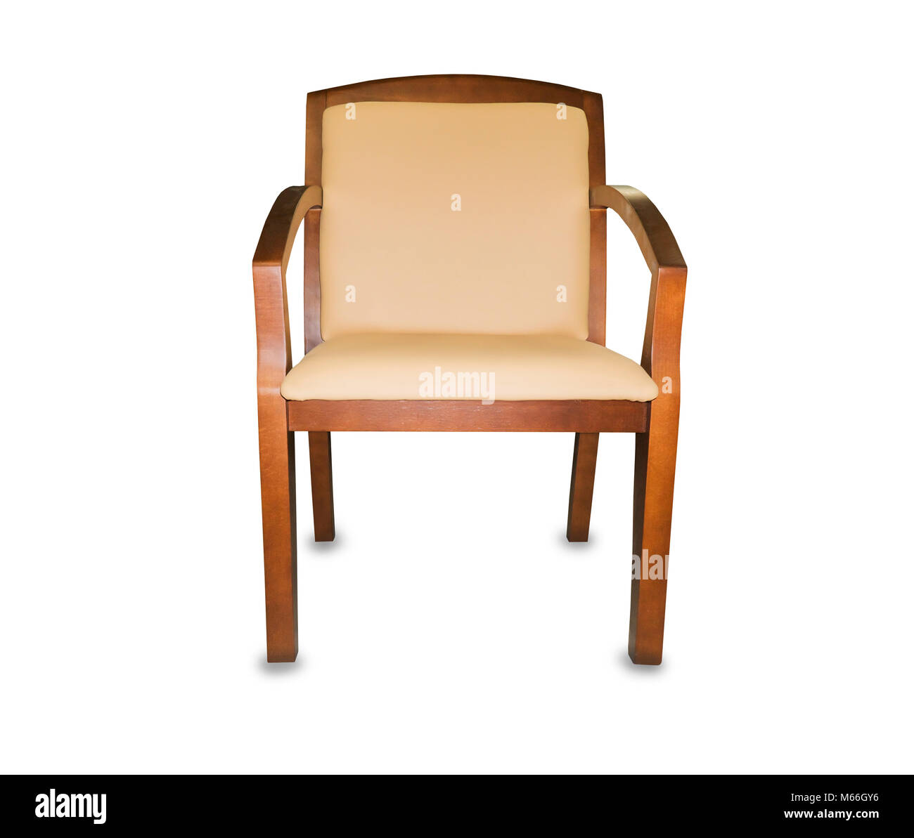 La sedia per ufficio da cuoio beige. Isolato Foto Stock