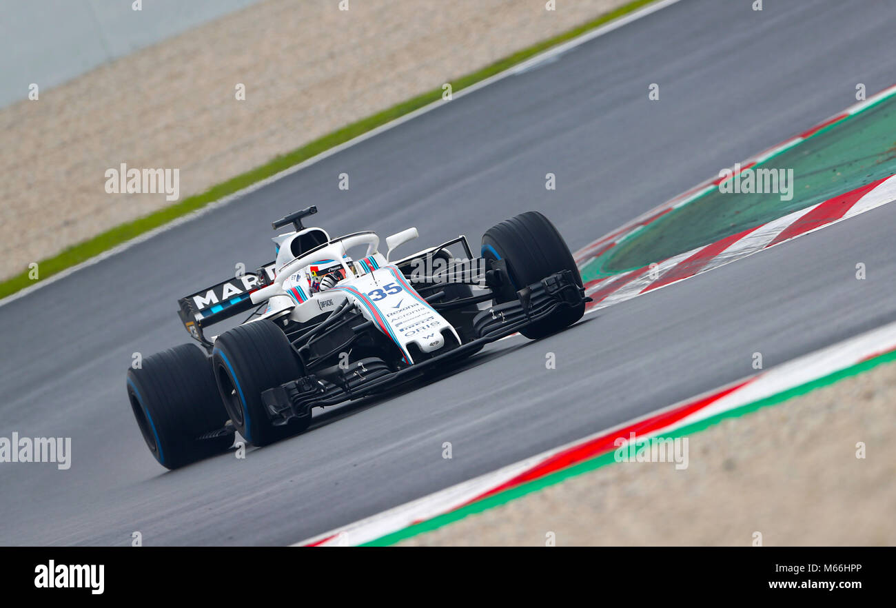 Williams' Sergey Sirotkin durante la quattro giorni di test pre-stagione sul circuito de Barcelona-Catalunya, Barcellona. Foto Stock