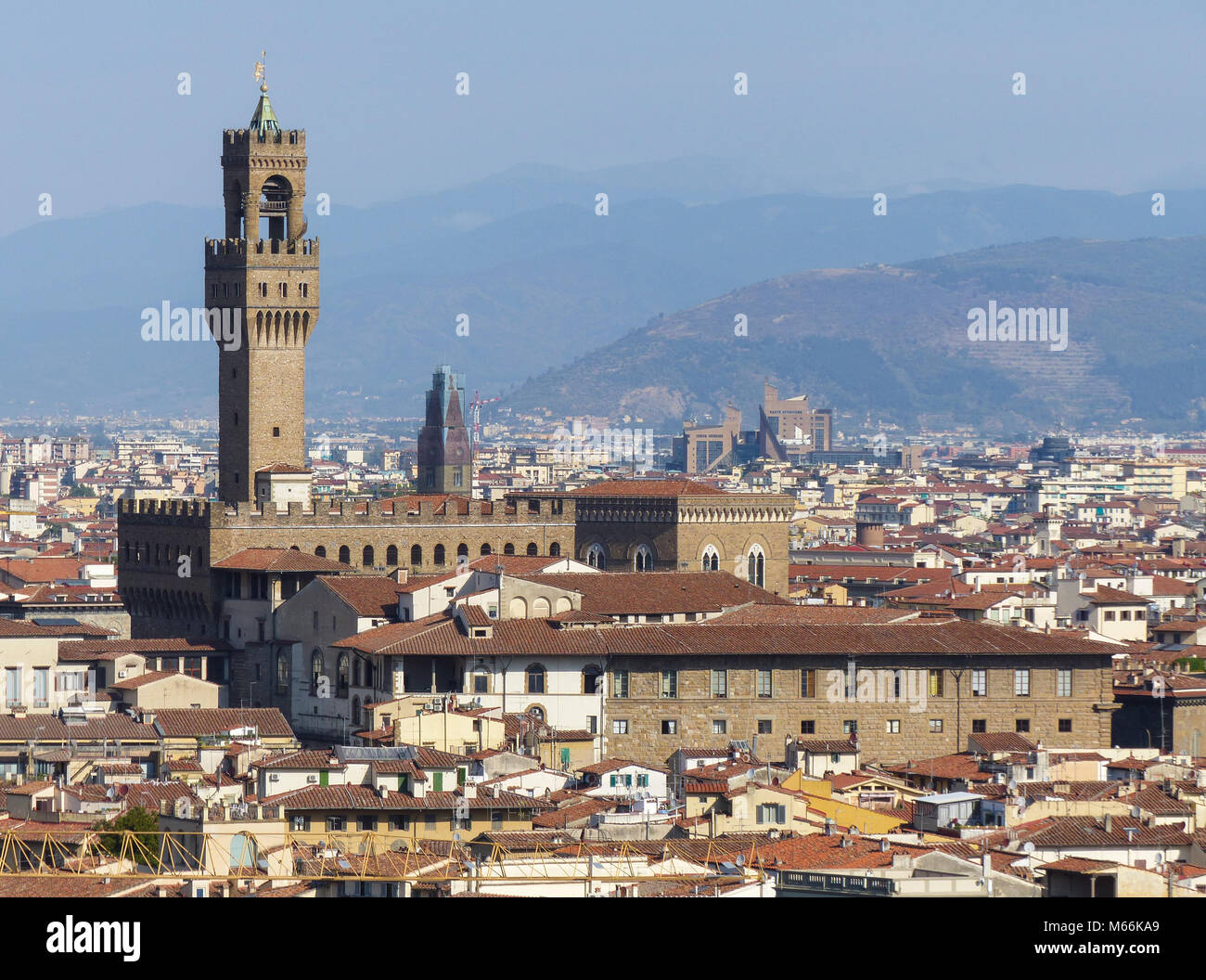 Palazzo Vecchio - Il Palazzo Vecchio, Firenze, vista dal Piazzale Michelangelo Foto Stock