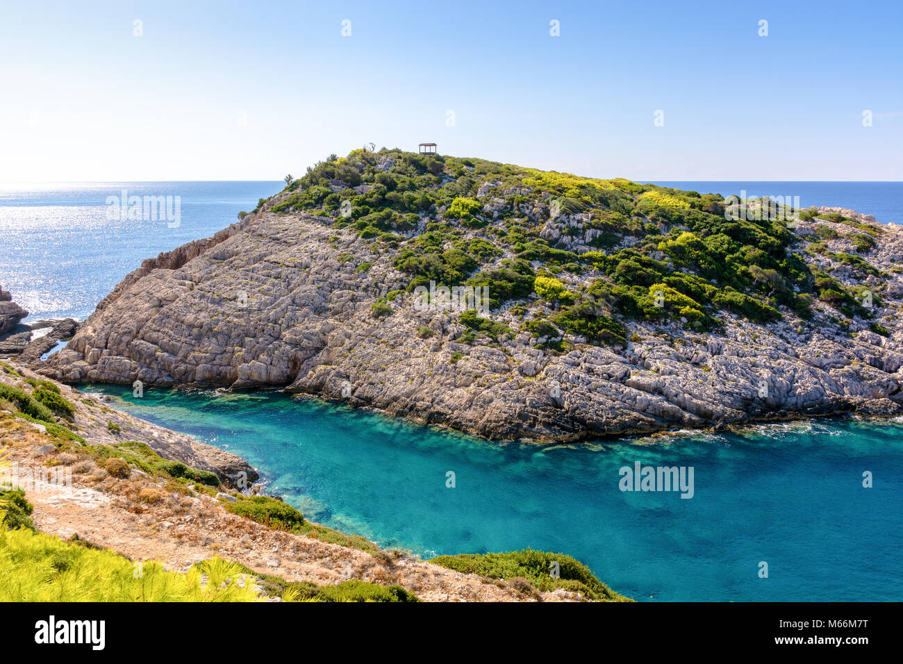 Korakonisi isola nei pressi di Agios Leon villaggio sul lato occidentale dell'isola di Zante. Zante Grecia Foto Stock