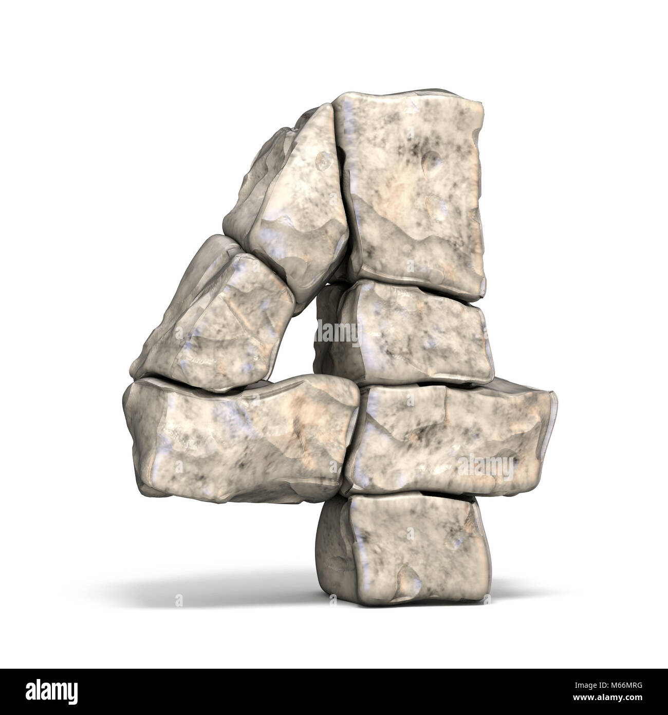 Stone numero di font 4 quattro 3D render illustrazione isolati su sfondo bianco Foto Stock