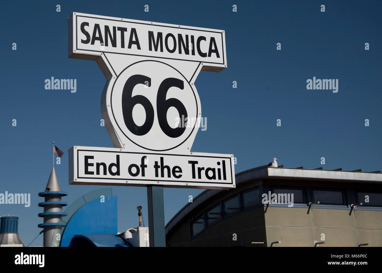 Fine del sentiero, Route 66, Santa Monica, California Foto Stock