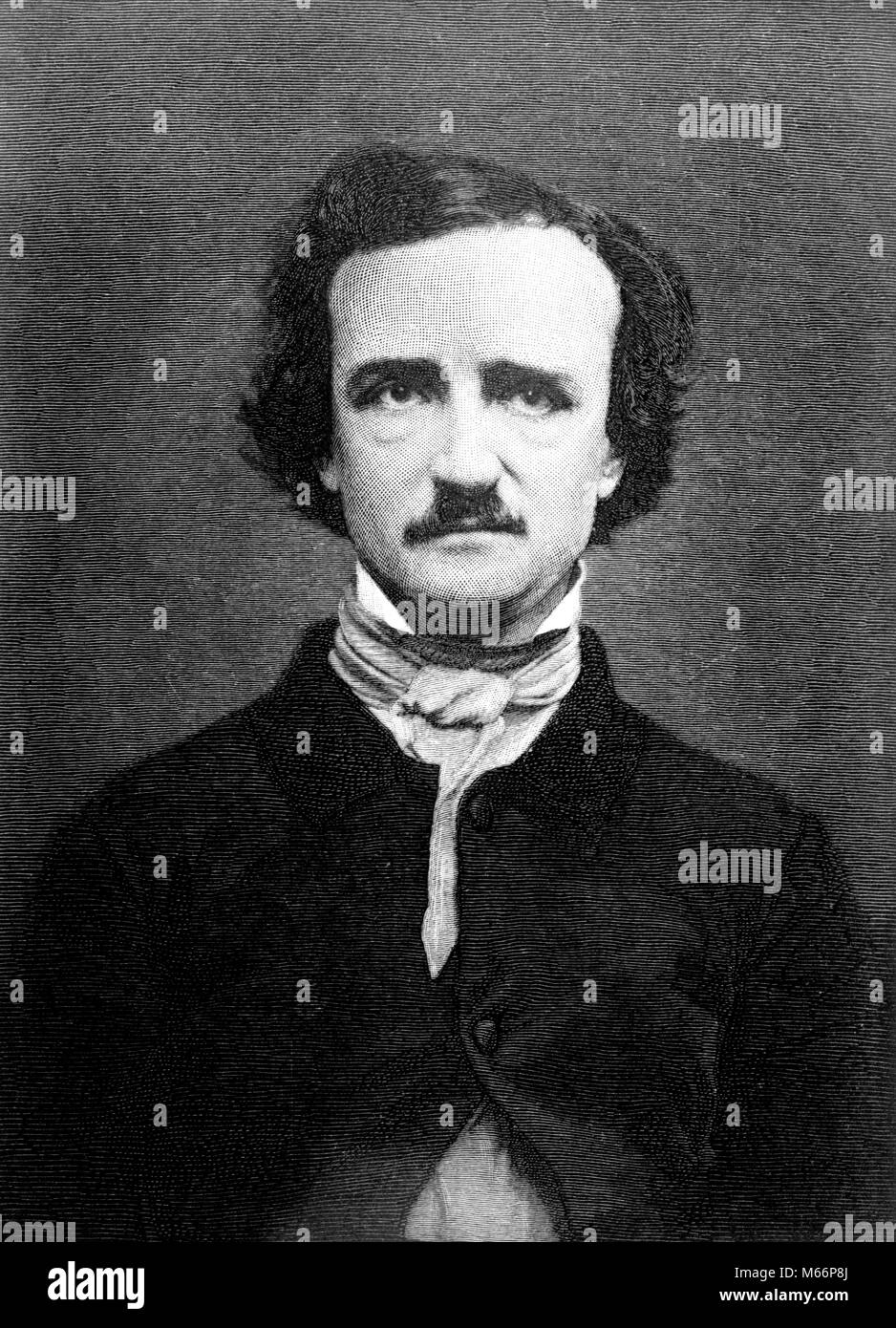 1840s ritratto di Edgar Allan Poe 1809-1849 macabro poeta gotico scrittore autore critica - Q61388 CPC001 HARS metà uomo adulto science fiction 1809 1840s 1849 B&W IN BIANCO E NERO DETECTIVE FICTION Edgar Allan Poe GOTHIC critico letterario macabro occupazioni in vecchio stile persone poeta romanticismo RAVEN Foto Stock