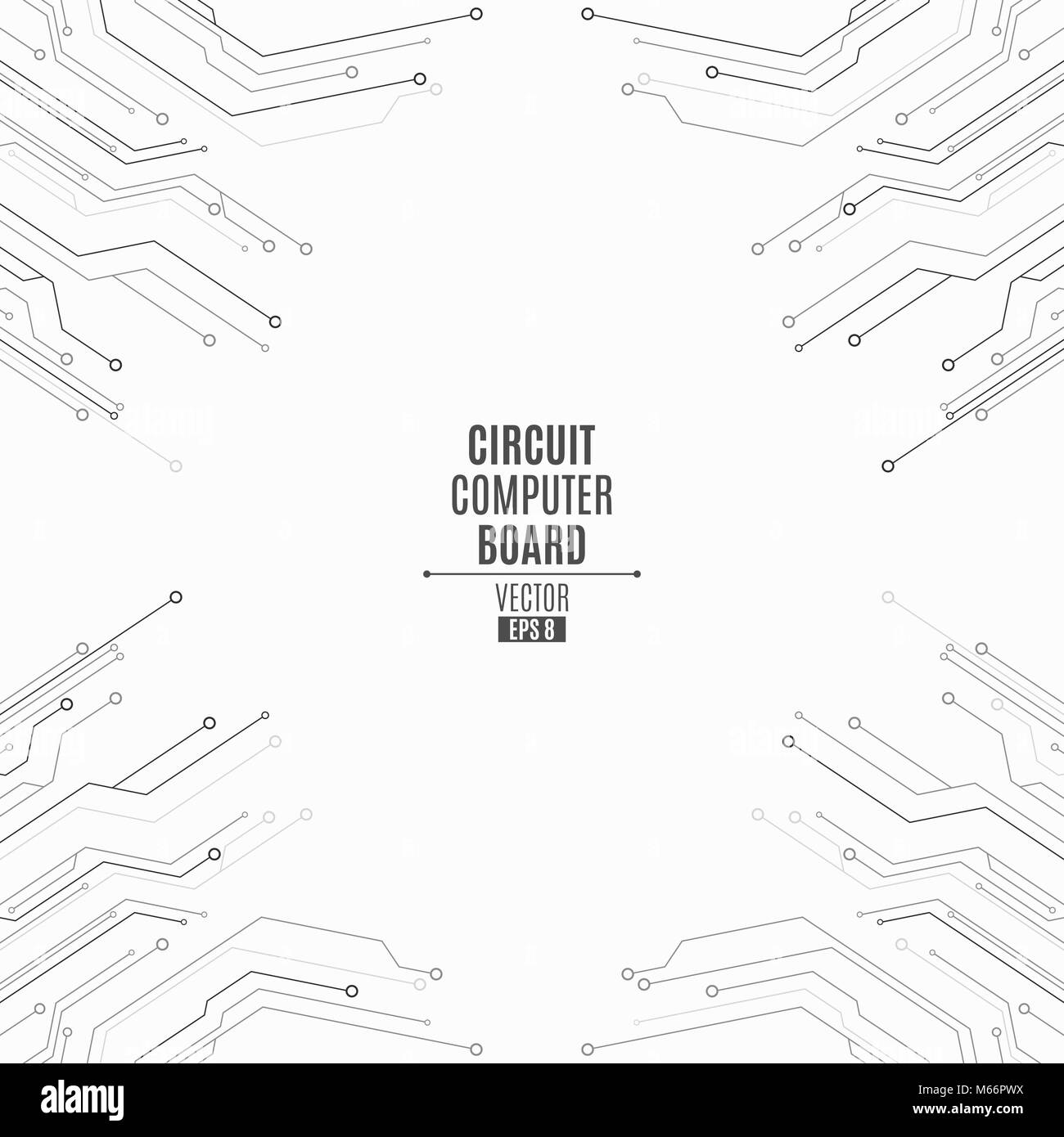 Sfondo dalla scheda computer. Circuito della scheda del computer. High-tech grigio rete di linee di connessione su uno sfondo bianco. Illustrazione Vettoriale Illustrazione Vettoriale