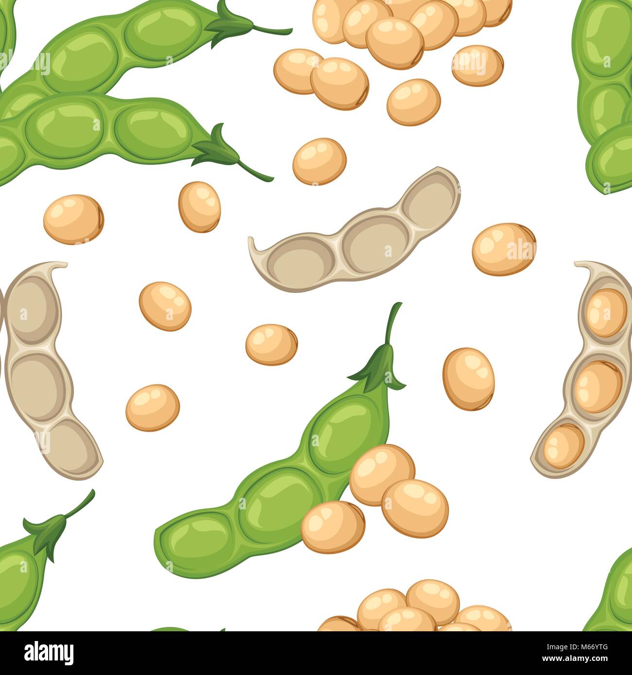 Modello senza giunture di intero fresco vegetali di soia dal giardino cibo organico aprire il baccello di fagiolo illustrazione vettoriale isolati su sfondo bianco pagina del sito web e mobile app design Illustrazione Vettoriale