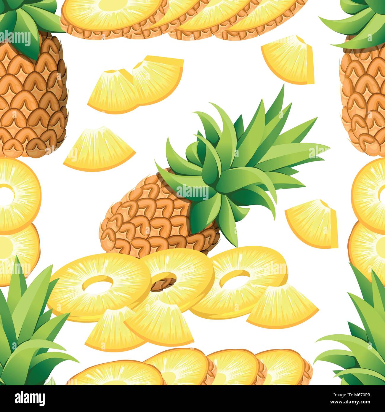 Modello di ananas di banana e le fette di ananas. Illustrazione Vettoriale per poster decorativi, emblema di prodotto naturale, il mercato degli agricoltori. La pagina del sito web e mobile app design Illustrazione Vettoriale