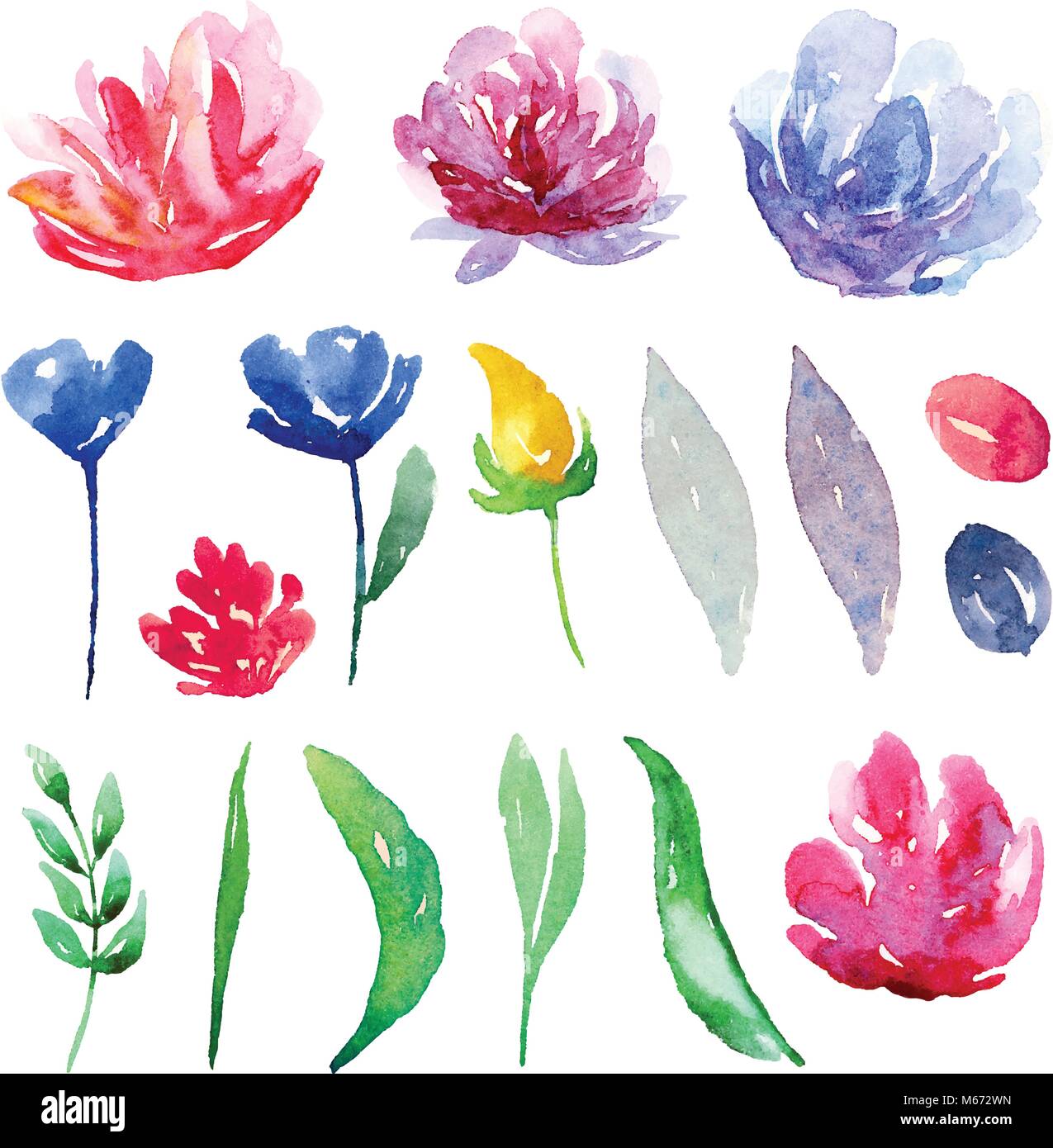Acquerello Fiori Astratti Clipart Vettoriali Floral Clip Art Impostato Immagine E Vettoriale Alamy