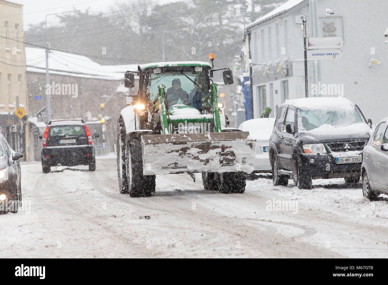 Celbridge, Kildare, Irlanda. 1 MAR 2018: Irlanda meteo. Le condizioni meteorologiche si deteriorano con l arrivo di tempesta Emma portando i forti venti in tutta l'Irlanda. Foto Stock