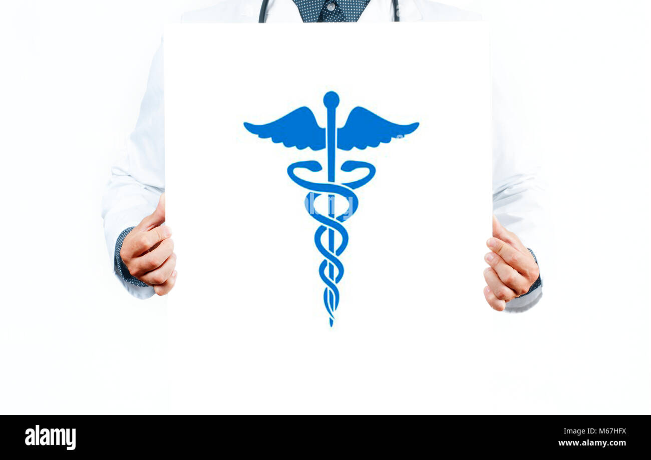 Medico con caduceo medico vettore di simbolo Foto Stock