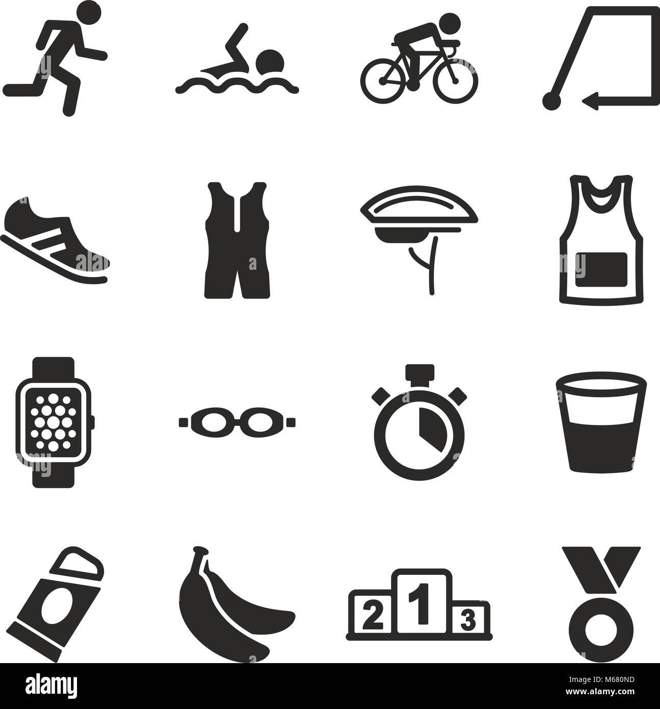Icone di triathlon Illustrazione Vettoriale