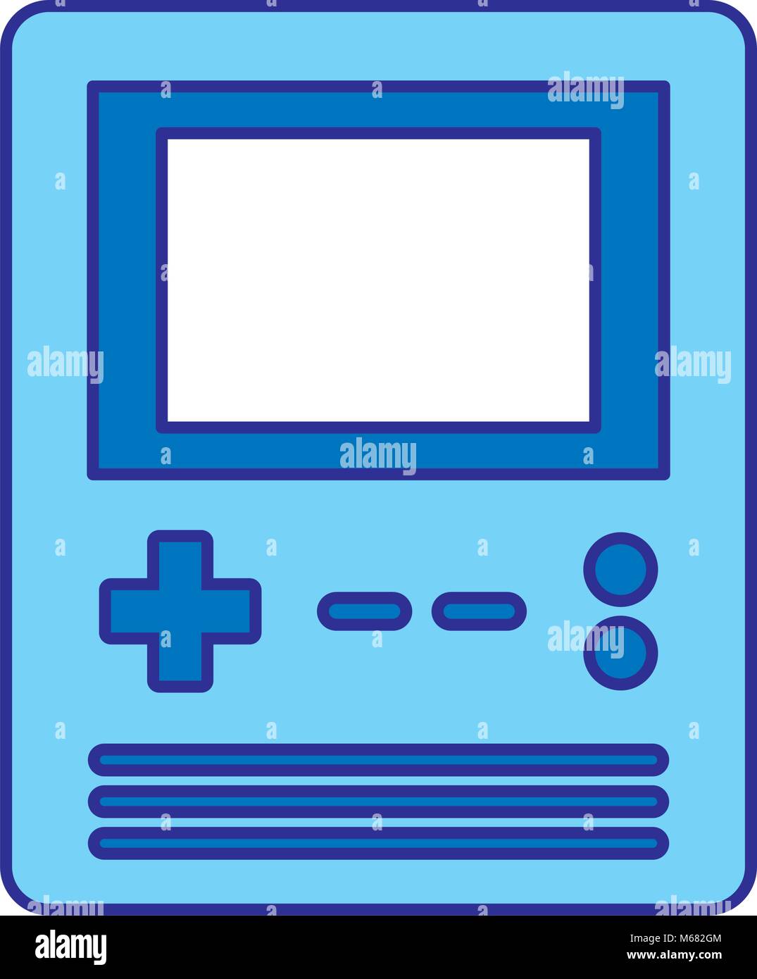 Retrò portable console per video game gadget illustrazione vettoriale design blu Illustrazione Vettoriale