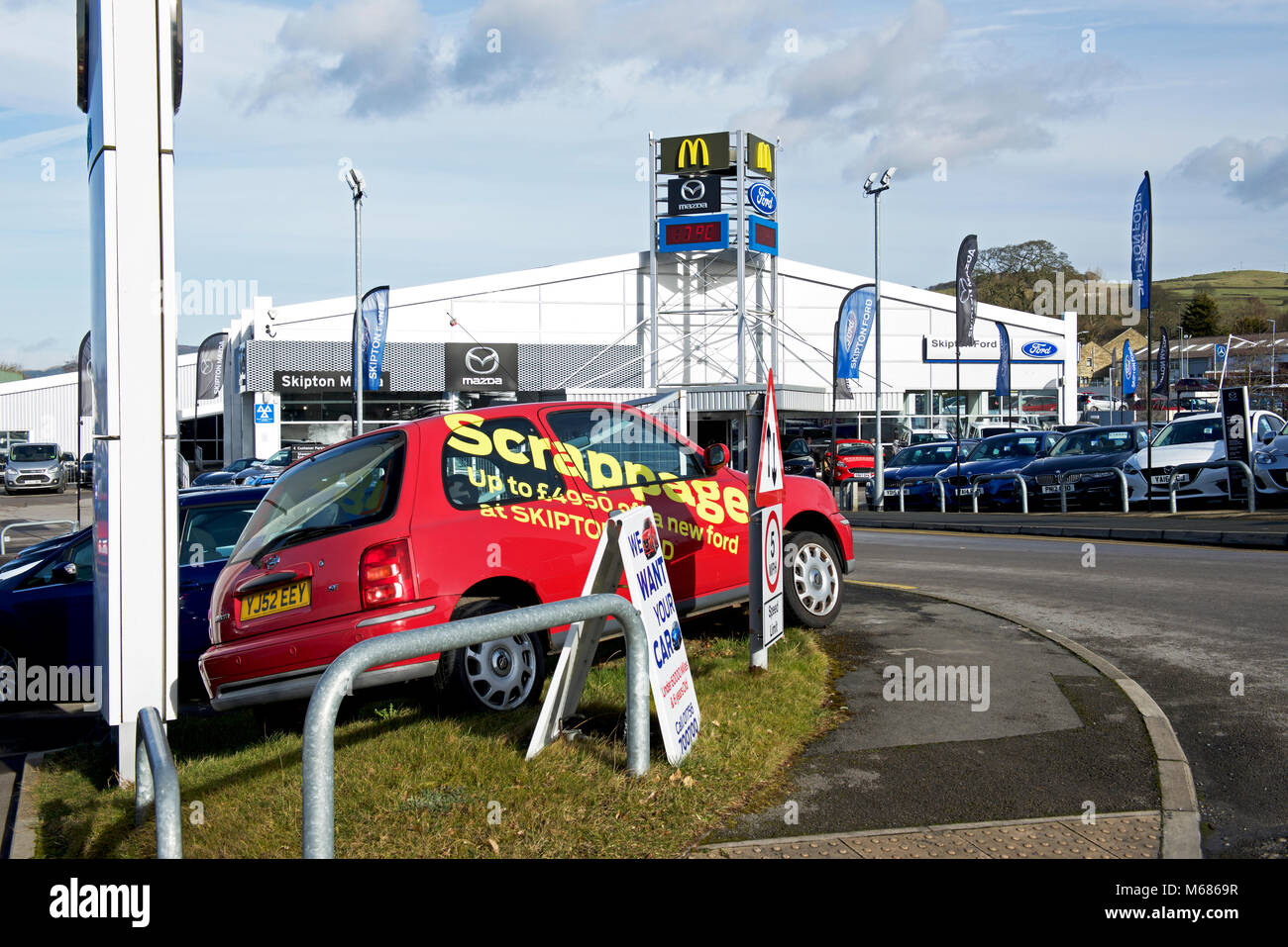 Rottamazione auto schema pubblicizzati, in Inghilterra, Regno Unito Foto Stock