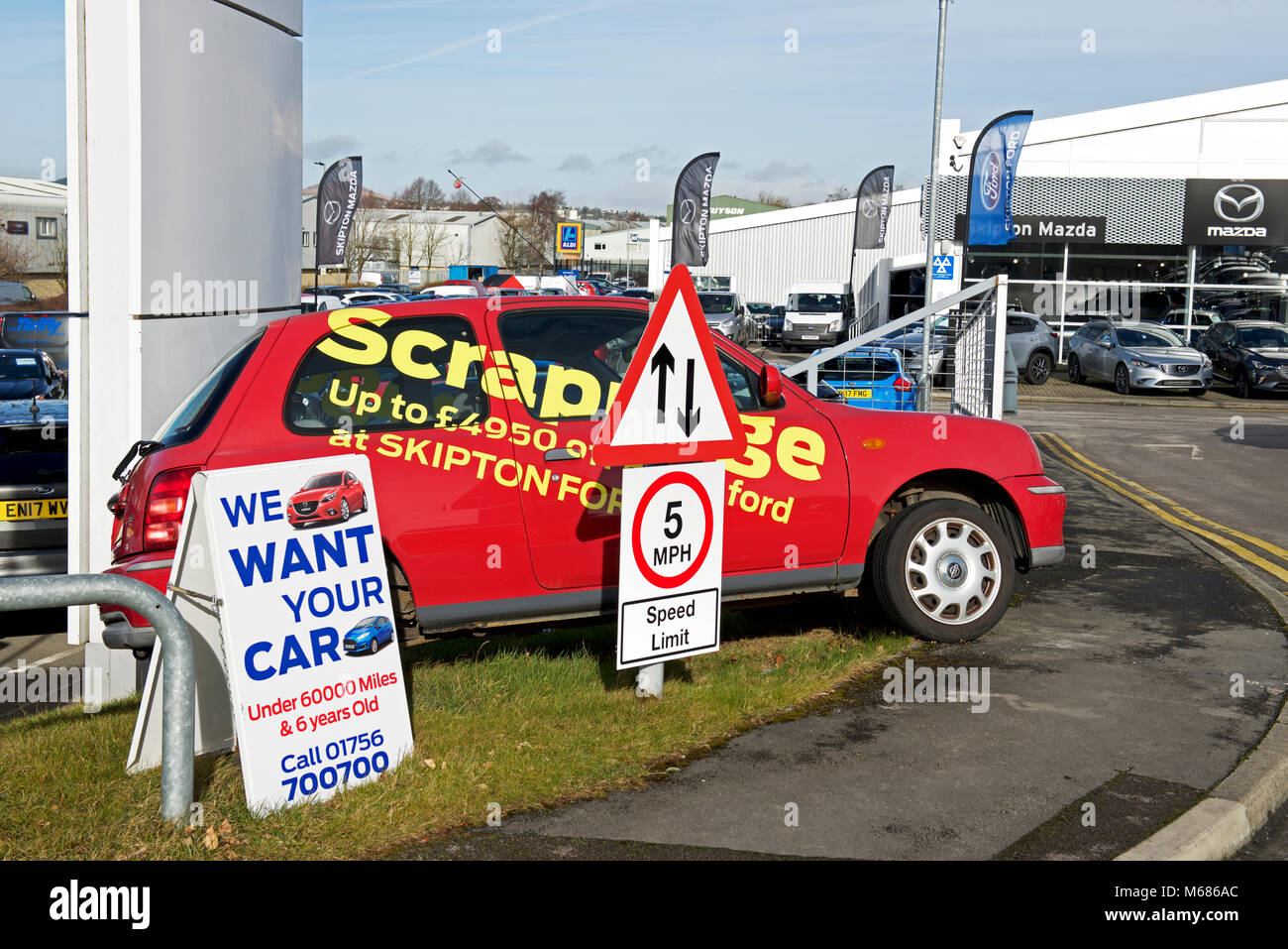 Rottamazione auto schema pubblicizzati, in Inghilterra, Regno Unito Foto Stock